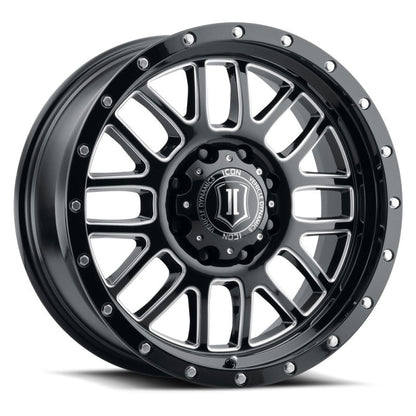 ICON Alpha 20x9 8x170 0mm Offset 5in BS Gloss Black Milled Spokes Wheel - eliteracefab.com