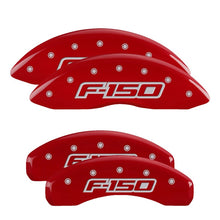 Load image into Gallery viewer, MGP 4 Caliper Covers Engraved Front &amp; Rear Oval Logo/Ford Red Finish Silver Char 2014 Ford F-150 MGP