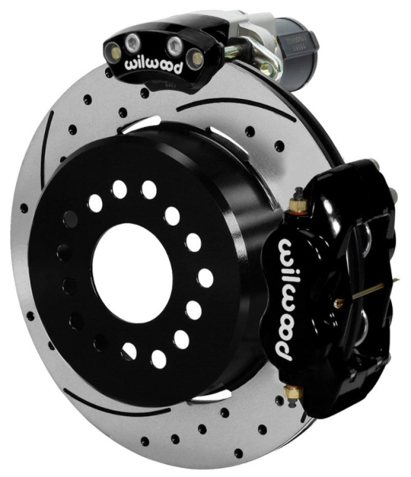 Wilwood Forged Dynalite Rear Electronic Parking Brake Kit - Black Powder Coat Caliper - D/S Rotor Wilwood