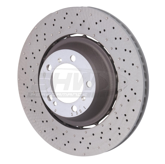 SHW 14-19 Porsche 911 Turbo 3.8L w/o Ceramics Left Rear Drilled-Dimpled LW Brake Rotor (99135240703) SHW Performance
