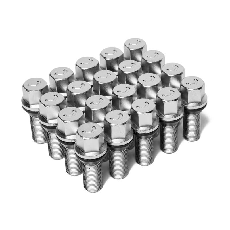 Vossen Lug Bolt - 14x1.25 - 28mm - 17mm Hex - Cone Seat - Silver (Set of 20)- LUG-B1425-28-CH