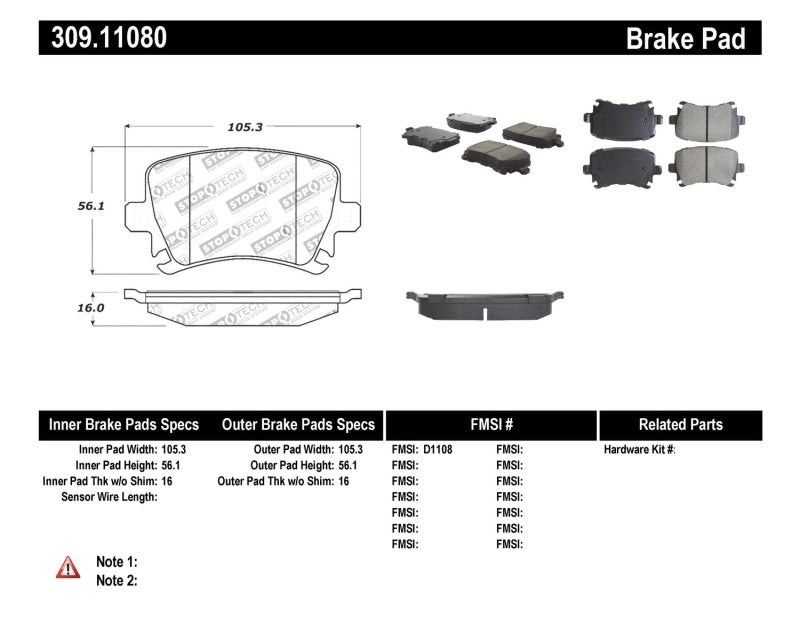 STOPTECH PERFORMANCE 06-09 AUDI A3 / 05-09 AUDI A4/A6 / 08-09 AUDI TT / 06-09 VW GTI / 06-09 JETTA, 309.11080 - eliteracefab.com