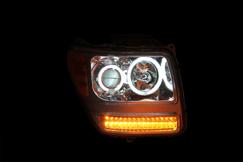 ANZO USA Dodge Nitro Projector Headlights W/ Halo Chrome Ccfl G2; 2007-2012 - eliteracefab.com