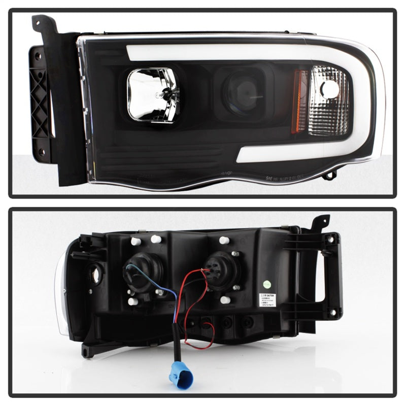 Spyder 02-05 Dodge Ram 1500 Light Bar Projector Headlights - Black (PRO-YD-DR02V2-LB-BK) - eliteracefab.com