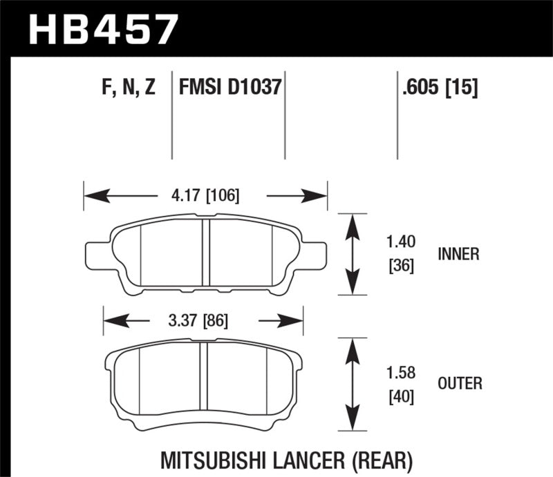 Hawk Performace HPS Rear Brake Pads - HB457F.605