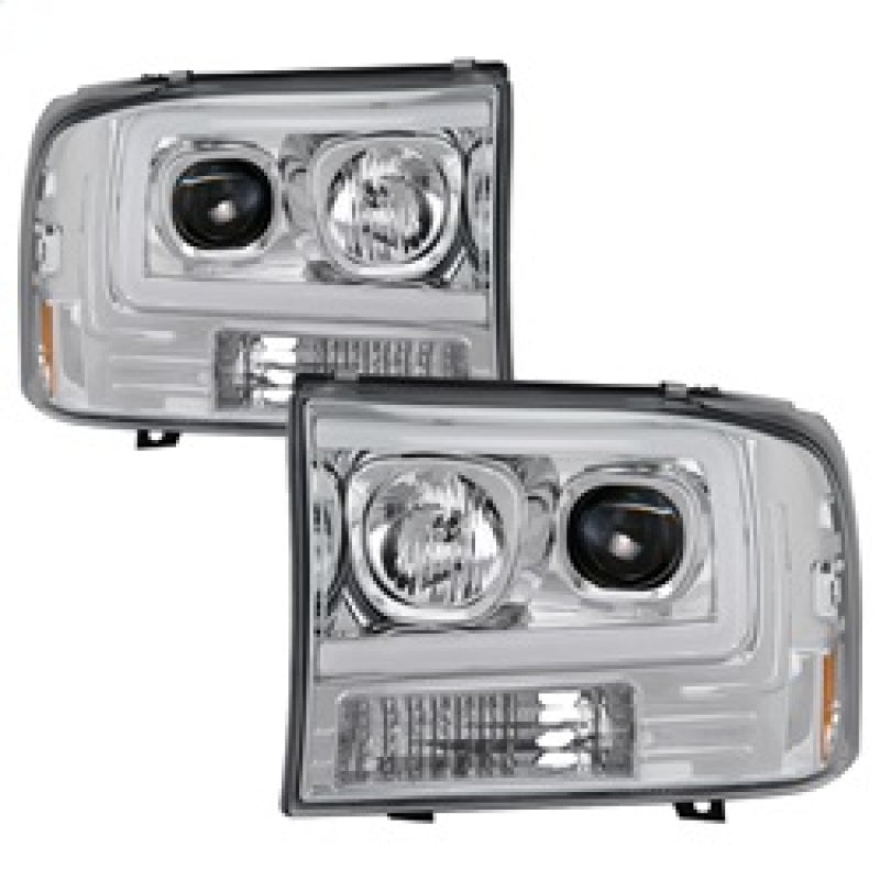 Spyder 99-04 Ford F-250 Super Duty Light Bar Projector Headlights - Chrome (PRO-YD-FF25099V2-LB-C) - eliteracefab.com