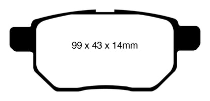 EBC 09-10 Pontiac Vibe 1.8 Yellowstuff Rear Brake Pads - eliteracefab.com