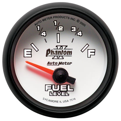 Autometer Phantom II 2-1/16in 240E - 33F OHM Electric Fuel Level Gauge 7516