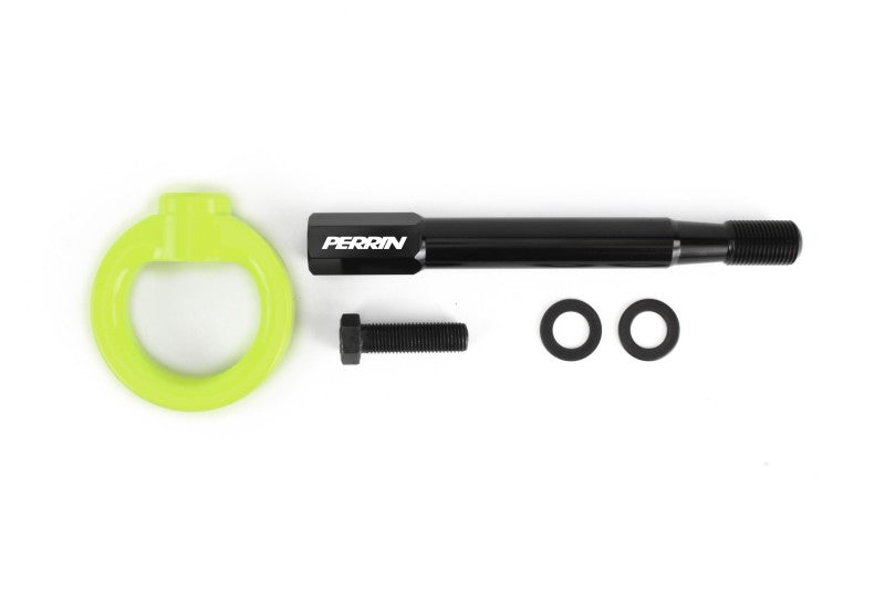 Perrin 2022 Subaru WRX / 18-21 Crosstrek / 14-21 Forester Tow Hook Kit (Front) - Neon Yellow Perrin Performance