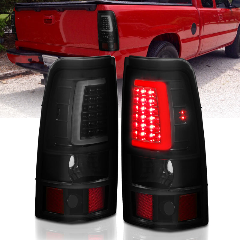 ANZO 2003-2006 Chevy Silverado 1500 LED Taillights Plank Style Black w/Smoke Lens - eliteracefab.com