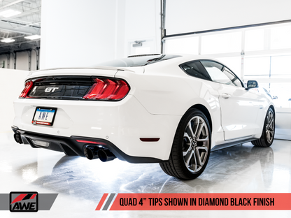 AWE Tuning 2018+ Ford Mustang GT (S550) Cat-back Exhaust - Track Edition (Quad Diamond Black Tips) AWE Tuning