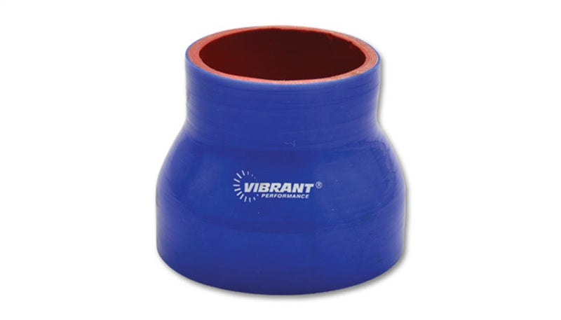 Vibrant 4 Ply Reinforced Silicone Transition Connector - 3in I.D. x 4in I.D. x 3in long (BLUE) - eliteracefab.com