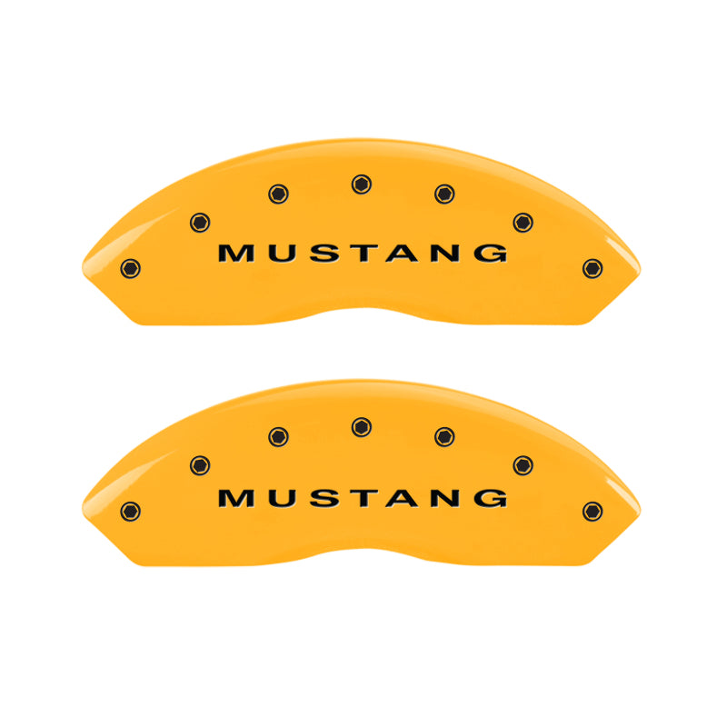 MGP 4 Caliper Covers Engraved Front Mustang Rear Bar & Pony Yellow Finish Blk Char 2006 Ford Mustang MGP