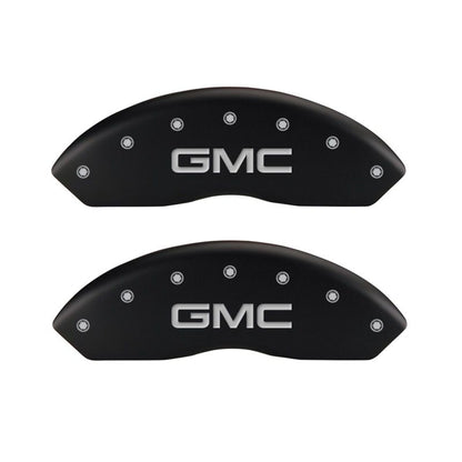 MGP 4 Caliper Covers Engraved Front & Rear GMC Red finish silver ch MGP