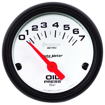 Autometer Phantom 2-1/16in 0-7 BAR Electric Oil Pressure Gauge 5727-M
