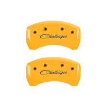 Load image into Gallery viewer, MGP 4 Caliper Covers Engraved F &amp; R Cursive/Challenger Yellow Finish Black Char 2006 Dodge Charger MGP