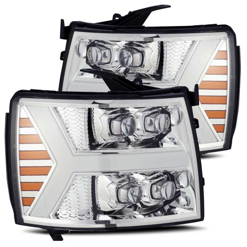 AlphaRex 880207 07-13 Chevy 1500HD NOVA LED Proj Headlights Plank Style Chrm w/Activ Light/Seq Signal