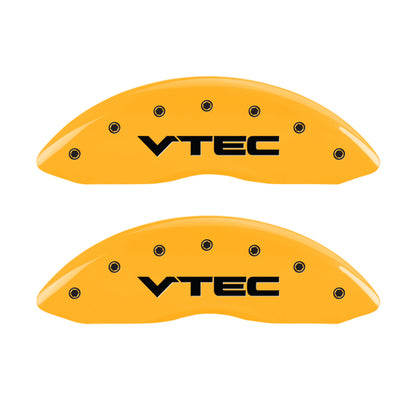 MGP 4 Caliper Covers Engraved Front & Rear Vtech Yellow finish black ch MGP