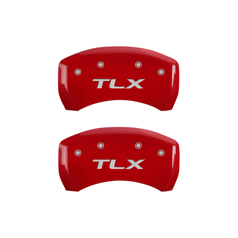 MGP 4 Caliper Covers Engraved Front Acura Engraved Rear TLX Red finish silver ch - eliteracefab.com