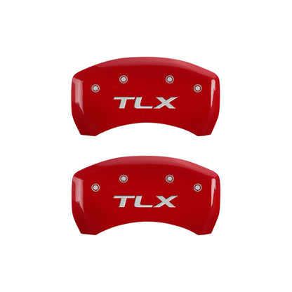 MGP 4 Caliper Covers Engraved Front Acura Engraved Rear TLX Red finish silver ch - eliteracefab.com