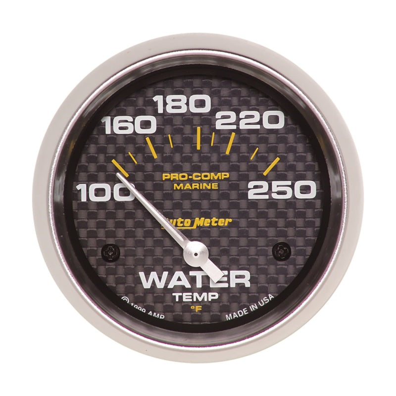 Autometer Marine Carbon Fiber 2-5/8in Electric Water Temperature Gauge 100-250 Deg F