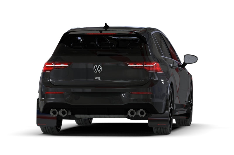 Rally Armor 2022 MK8 Volkswagen Golf GTI/R Black UR Mud Flap w/ White Logo - eliteracefab.com