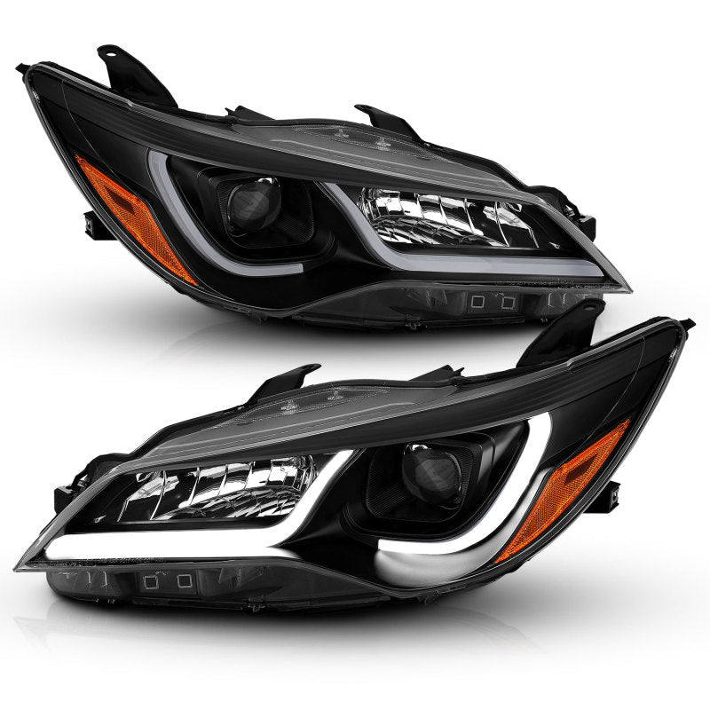 ANZO USA Toyota Camry 4dr Projector Headlights W/ Plank Style Design Black W/ Amber; 2015-2016 - eliteracefab.com