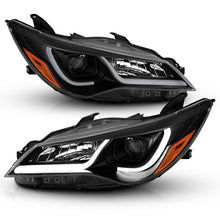 Load image into Gallery viewer, ANZO USA Toyota Camry 4dr Projector Headlights W/ Plank Style Design Black W/ Amber; 2015-2016 - eliteracefab.com