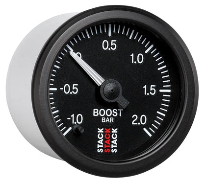 Autometer Stack 52mm -1 to +2 Bar (Incl T-Fitting) Pro Stepper Motor Boost Pressure Gauge - Black ST3311