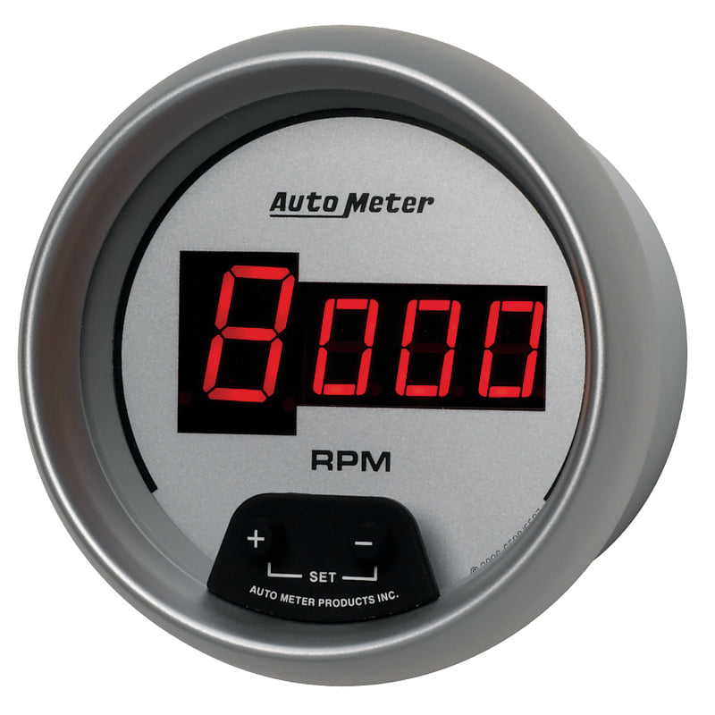 AutoMeter Gauge Tach 3-3/8in. 10K RPM In-Dash Digital Silver Dial W/ Red Led 6597
