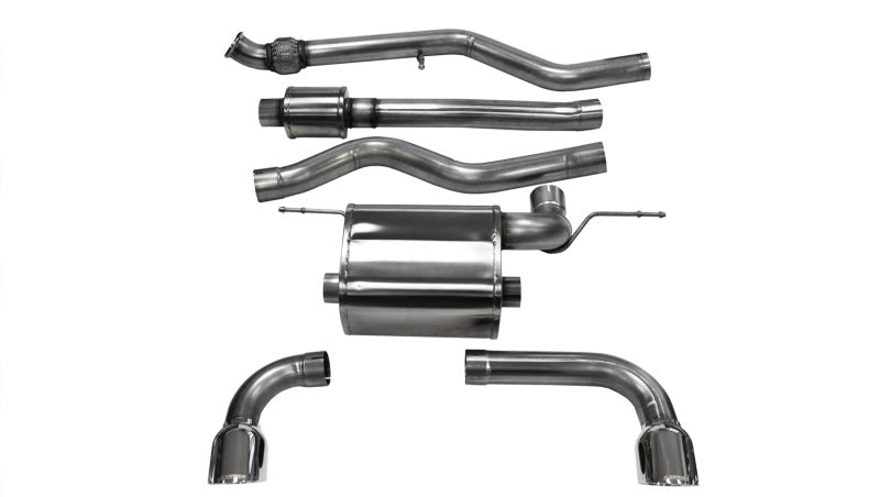 Corsa 12-14 BMW 335i Sedan AWD F30 3in Polished Touring Dual Rear Single 3.5in Tip Cat-Back Exhaust CORSA Performance