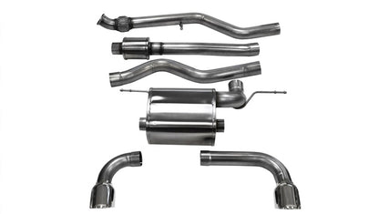 Corsa 12-14 BMW 335i Sedan AWD F30 3in Polished Touring Dual Rear Single 3.5in Tip Cat-Back Exhaust CORSA Performance