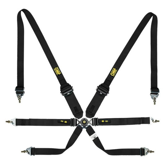 OMP ONE 3+2 6-Point Endurance Racing Harness - Black - FIA 8853-2016 - DA0-0205-A02-071