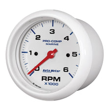 Load image into Gallery viewer, Autometer Marine White Ultra-Lite Gauge 3-3/8in Tachometer 6K RPM