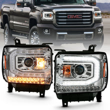 Load image into Gallery viewer, ANZO 2016-2019 Gmc Sierra 1500 Projector Headlight Plank Style Chrome w/ Sequential Amber Signal - eliteracefab.com