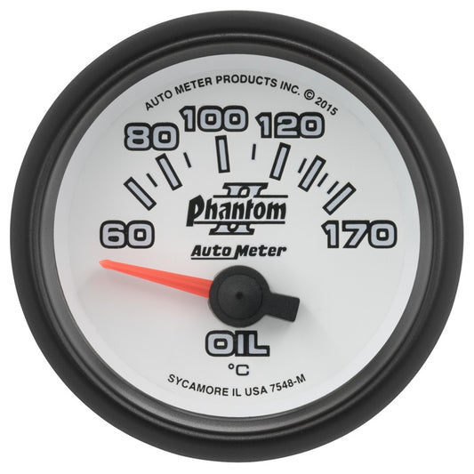 Autometer Phantom II Gauge Oil Temp 2 1/16in 60-170f Electric Phantom II 7548-M