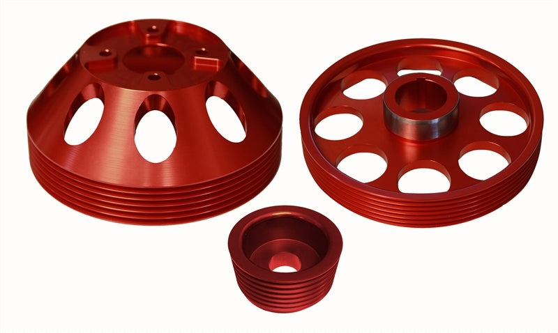 Torque Solution Lightweight WP/Crank/Alt Pulley Combo (Red): Hyundai Genesis Coupe 3.8 2010+ - eliteracefab.com