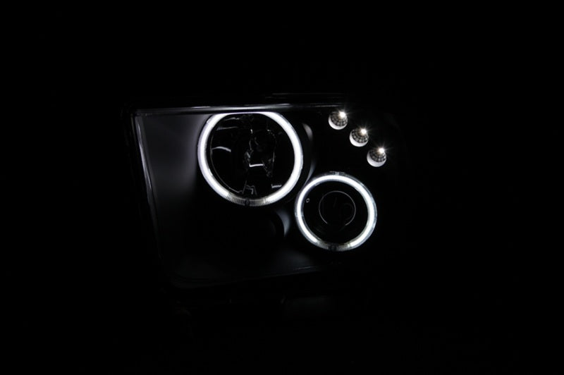 ANZO USA Ford Mustang Projector Headlights W/ Halo Black; 2005-2009 - eliteracefab.com