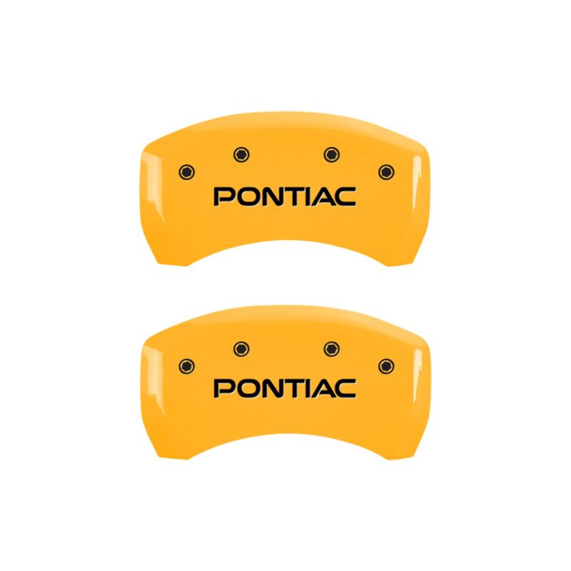 MGP 4 Caliper Covers Engraved Front & Rear Pontiac Yellow Finish Black Char 2010 Pontiac G6 MGP