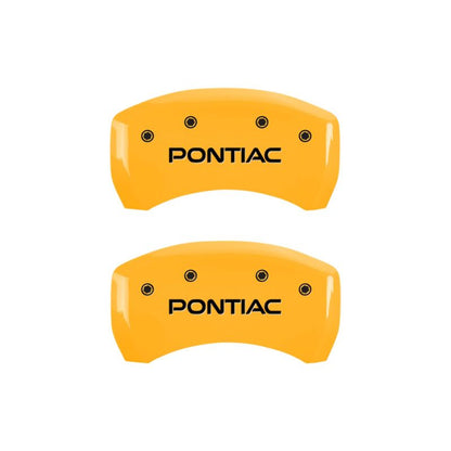 MGP 4 Caliper Covers Engraved Front & Rear Pontiac Yellow Finish Black Char 2001 Pontiac Firebird MGP