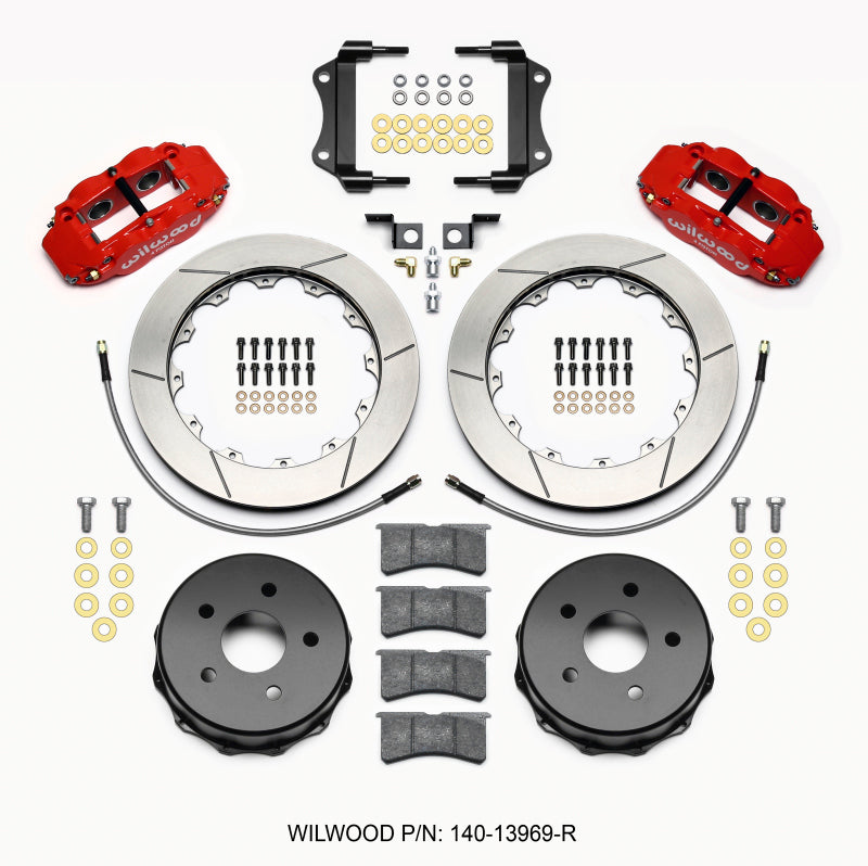 Wilwood Narrow Superlite 4R Rear Kit 12.88in Red 2007-up Jeep JK w/Lines Wilwood