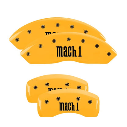 MGP 4 Caliper Covers Engraved Front Cobra Rear Snake Yellow Finish Black Char 2003 Ford Mustang MGP