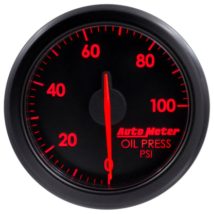 Autometer Airdrive 2-1/6in Oil Pressure Gauge 0-100 PSI - Black 9152-T