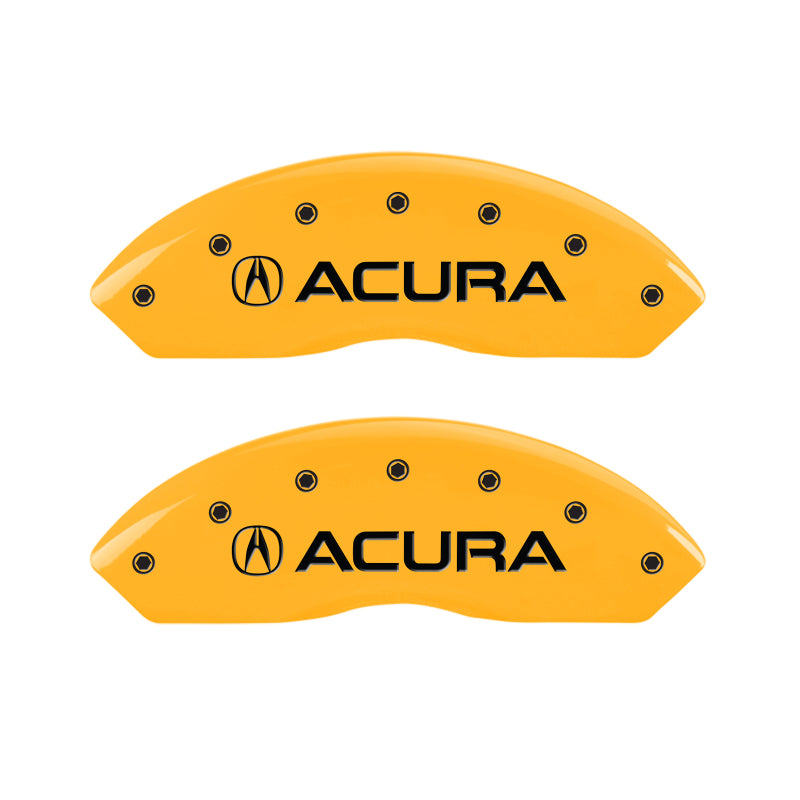 MGP 4 Caliper Covers Engraved Front & Rear Acura Yellow Finish Black Char 2002 Acura RSX MGP