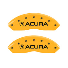 Load image into Gallery viewer, MGP 4 Caliper Covers Engraved Front &amp; Rear Acura Yellow Finish Black Char 2002 Acura RSX