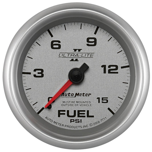Autometer Ultra-Lite II 2 5/8in 0-15 PSI Mechanical Fuel Pressure Gauge 7711