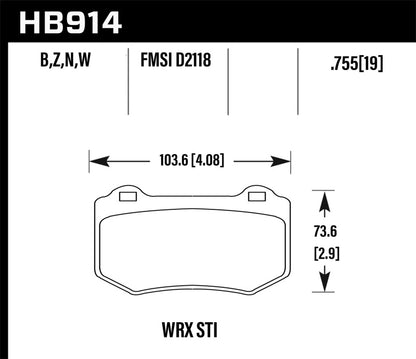 Hawk 2018 Subaru WRX STI DTC-30 Rear Brake Pads - eliteracefab.com
