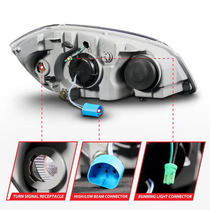 ANZO 05-10 Chevrolet Cobalt / 07-10 Pontiac G5 LED Projector Headlights w/ Seq Black Housing ANZO