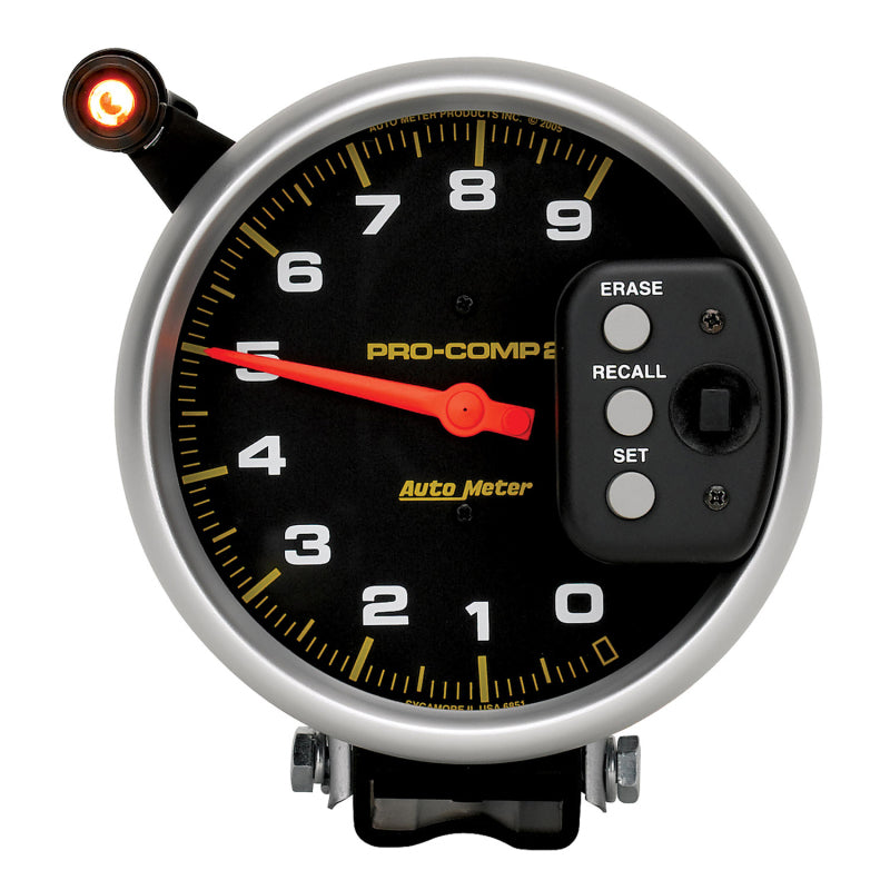 AutoMeter Gauge Tach 5in. 9K RPM Pedestal W/ Quick Lite & Peak Memory Pro-Comp 6851