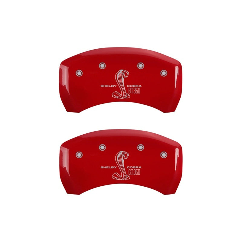 MGP Rear set 2 Caliper Covers Engraved Rear GT350 Shelby & Cobra Red finish silver ch MGP